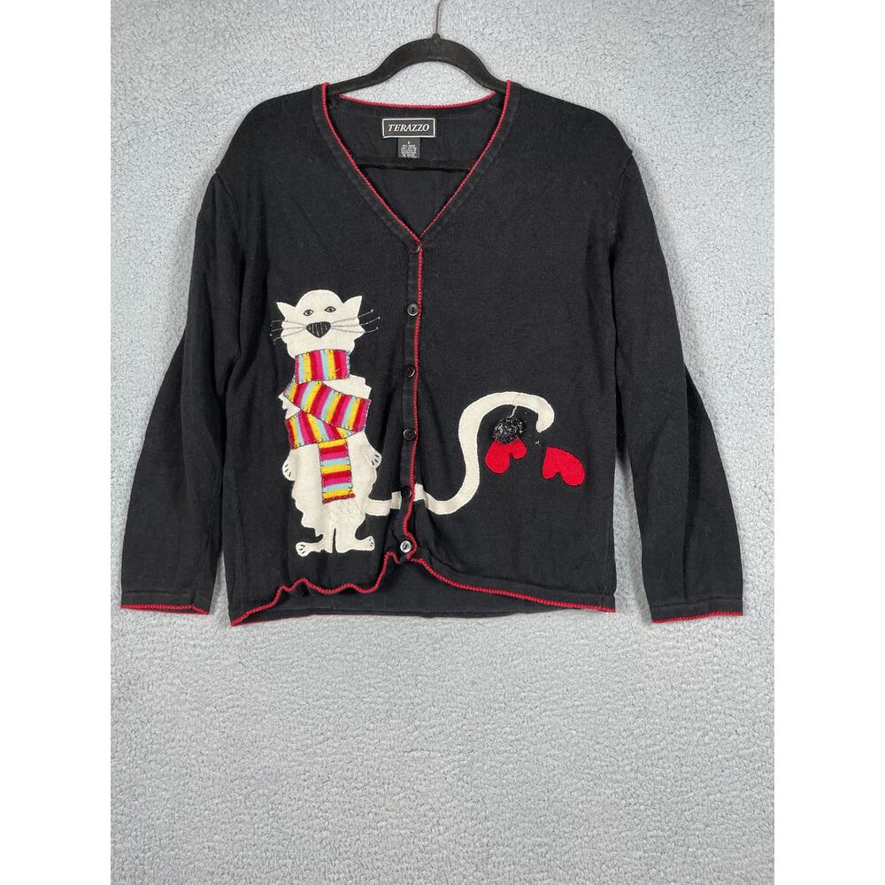 Terazzo Women's Christmas Sweater Polar Bear Cat Size S